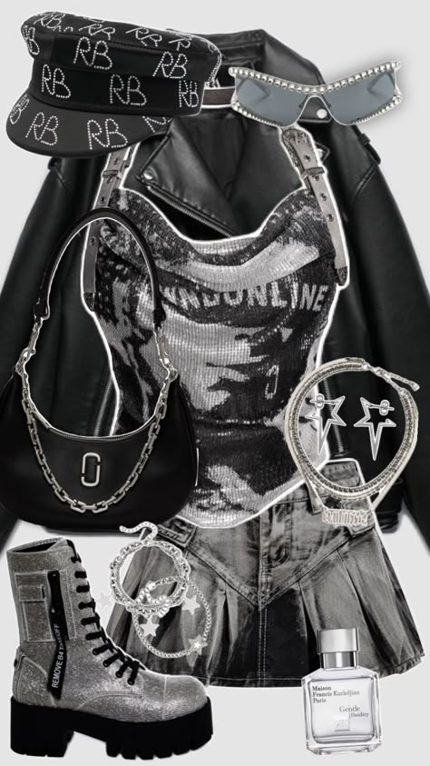 #outfitinspo #grunge #cybercore #baddie #rock #rockstar #y2k #city #cute #fyp Seventeen Concert Outfit, Grunge Cybercore, Rockstar Y2k, Instapot Ideas, Designer Fits, Kpop Oc, Y2k City, Aespa Concert, Seventeen Concert