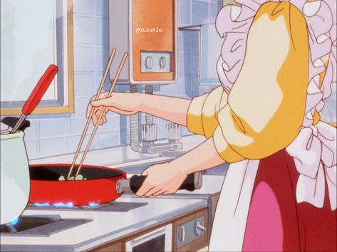 Eating Cartoon Aesthetic, Anime Kitchen Aesthetic, Ramen Background, Anime Cooking Aesthetic, Anime Cleaning, Arabella Aesthetic, Cartoons Eating, Eating Pictures, Anime House