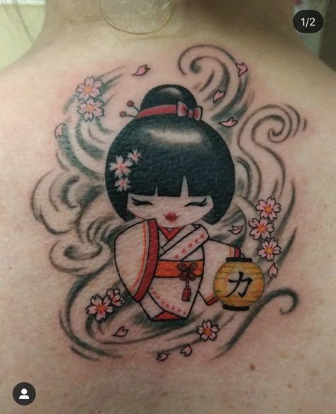 Manifesting Tattoo, Kokeshi Tattoo, Kawaii Kimono, Kimono Girl, Le Tattoo, Memories Ideas, 10 Tattoo, Birthday Tattoo, Fan Tattoo