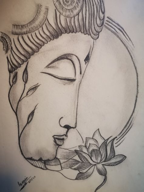 Side face Buddha in pencil sketch Buddha Pencil Sketch, Side Face, Spiritual Art, Pencil Sketch, Female Sketch, Art Painting, Sketch, Pencil, Humanoid Sketch