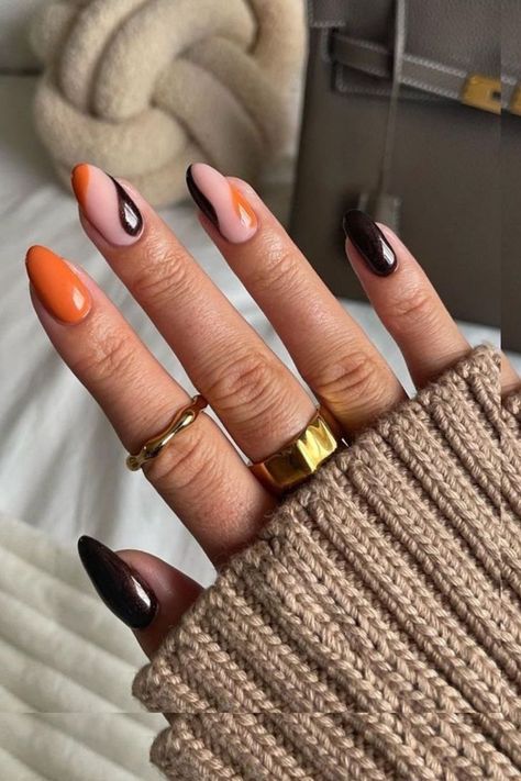 September Nails, November Nails, October Nails, Smink Inspiration, Casual Nails, Makijaż Smokey Eye, Thanksgiving Nails, Fall Nail Art, Fall Nail Colors