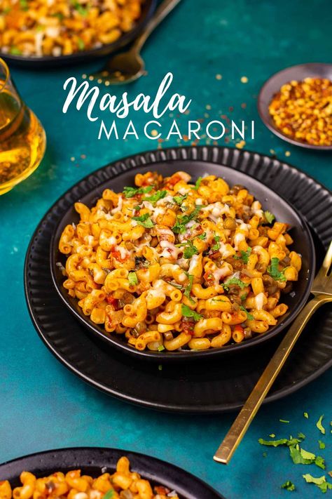 Macaroni Recipes Indian, Masala Macaroni, Fusion Pasta, Indian Lunch, Main Recipes, Red Chili Sauce, Masala Sauce, Macaroni Recipes, Recipes Indian