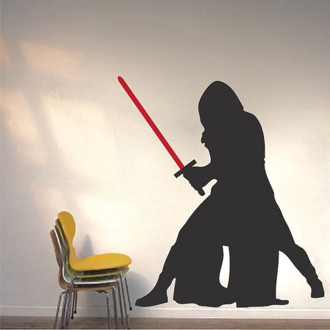 Kylo Ren Wall Decal Star Wars Wall Decal by TrendyWallDesigns Star Wars Wall Vinyl, Boy Room Vinyl Wall Art, Fix Your Attitude Kylo Ren, Star Wars Boys Bedroom Pottery Barn Kids, Kylo Ren Taking Off Helmet, Star Wars Wall Decal, Star Wars Decal, Bedroom Design Diy, Star Wars Bedroom