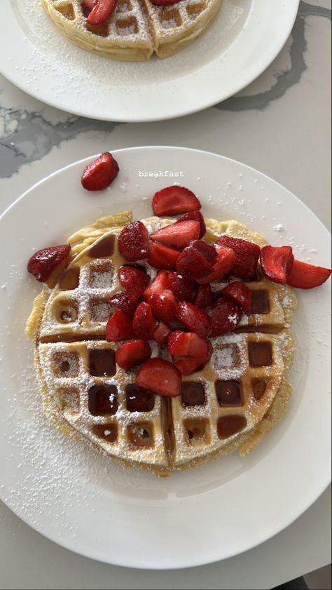 Strawberries Aesthetic, Breakfast Waffles, Insta Story, Strawberries, Waffles, Art