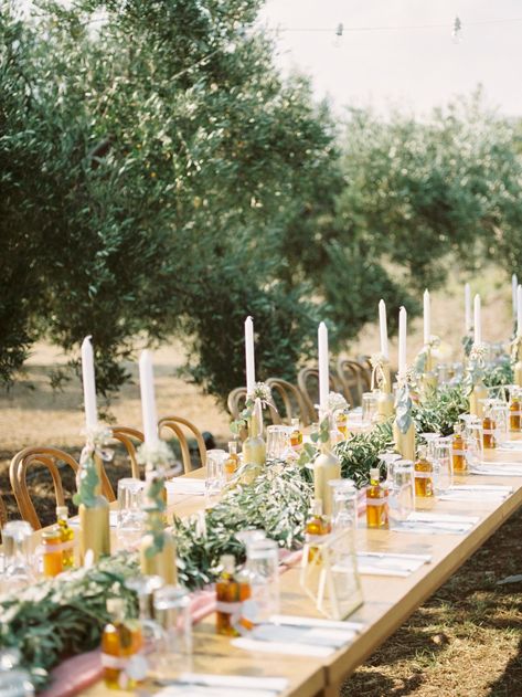 Greek wedding at an Olive Farm overlooking the Aegean Sea via Magnolia Rouge Grecian Inspired Wedding, Greek Taverna Wedding, Olive Farm Wedding, Medditeranean Wedding, Greek Church Wedding, Olive Garden Wedding, Aegean Wedding, Mediterranean Wedding Decor, Greek Wedding Decor