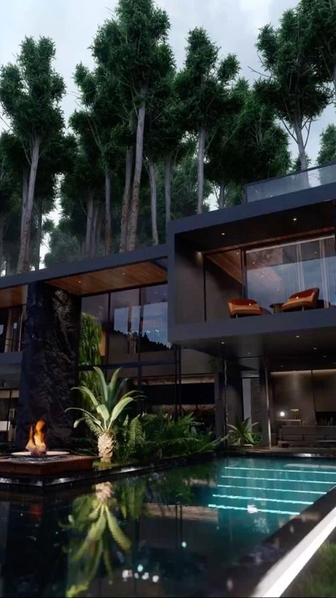 Dark Modern House, Hiasan Bilik Tidur, Unique House Design, Dream House Rooms, Unique Houses, Home Building Design, Luxury Homes Dream Houses, Luxury House Designs, Dream House Interior