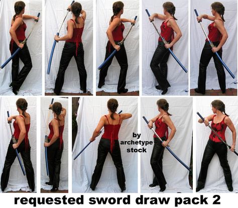 Requested Sword Draw Pack 2 by archetype-stock.deviantart.com on @DeviantArt Drawing Poses With Swords, Poses With Swords, Hair Pulled Back, Action Pose Reference, Action Pose, Anatomy Poses, Human Reference, Body Reference Poses, Human Poses Reference