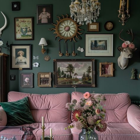 Dark Eclectic Home Decor, Victorian Maximalism Living Room, Whimsigoth Living Room Aesthetic, Romantic Victorian Aesthetic, Witchy Living Room Aesthetic, Romantic Maximalism, Maximalist Room Aesthetic, Witchy Cottage, Victorian Home Decor