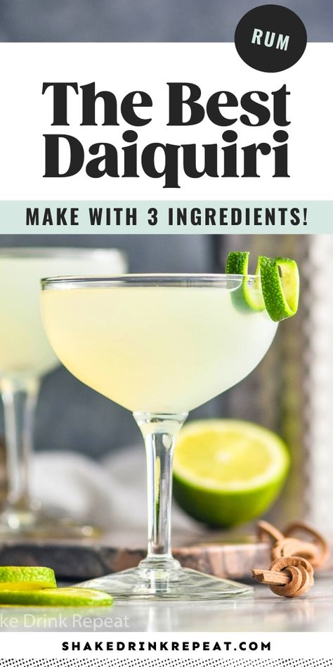 The original Daiquiri is a fresh and simple rum cocktail that requires only three ingredients. It's been around for hundreds (yes, hundreds) of years and has a balance of pure perfection! Classic Daiquiri Recipe, How To Make Cocktails, Make Cocktails, Daiquiri Recipe, Daiquiri Cocktail, Classic Cocktail Recipes, Refreshing Summer Cocktails, Fruity Cocktails, Cocktail Recipes Easy