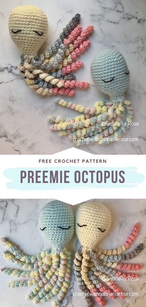 Crochet Preemie Octopus Octopus For Preemies, Octopus Crochet Pattern Free, Preemie Octopus, Tiny Octopus, Octopus Hat, Preemie Crochet, Octopus Crochet Pattern, Preemies, Crochet Octopus