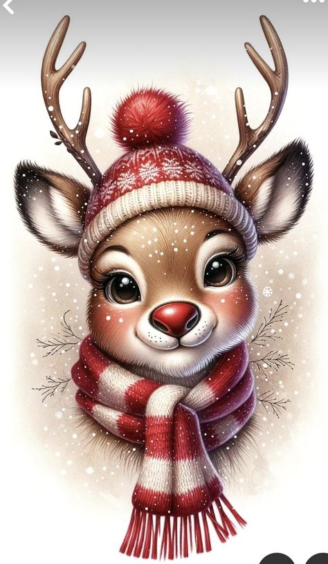 Classic Christmas Images, Cute Reindeer Drawing, Reindeer Drawing, Cartoon Reindeer, Xmas Sticker, Merry Christmas Pictures, Reindeer Face, Christmas Artwork, Holiday Pictures