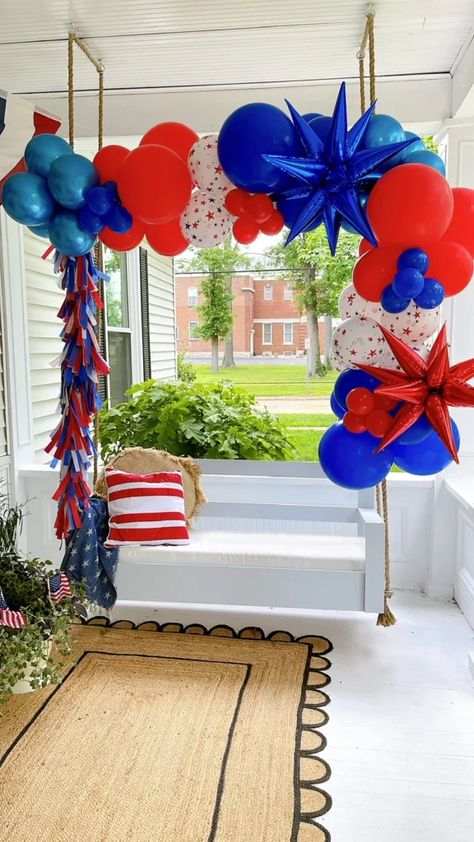 Texas Balloon Garland, July 4th Balloon Garland, Patriotic Balloon Arch, 4th Of July Party Decor, Red White And Blue Birthday Party, Fourth Of July Party Ideas Decorations, Fourth Of July Birthday Party, Fourth Of July Party Decorations, Patriotic Birthday Party