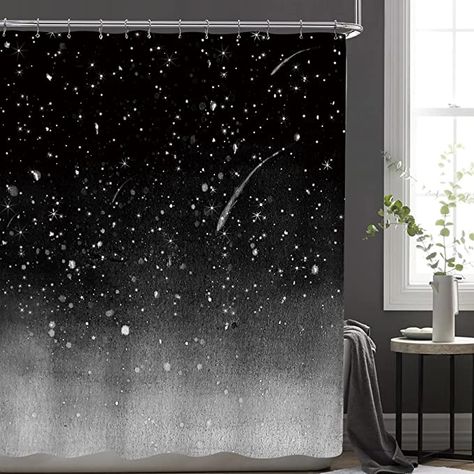 Amazon.com: LIGHTINHOME Night Starry Sky Shower Curtain 60Wx72H Stars Fantasy Galaxy Universe Black Cosmic Fabric Waterproof Home Bathtub Decor 12 Pack Plastic Hooks : Home & Kitchen Easy Rings, Fantasy Galaxy, Night Starry Sky, Galaxy Universe, Bathtub Decor, Home Decor Sets, Universe Galaxy, Wooden Planks, Plastic Hooks