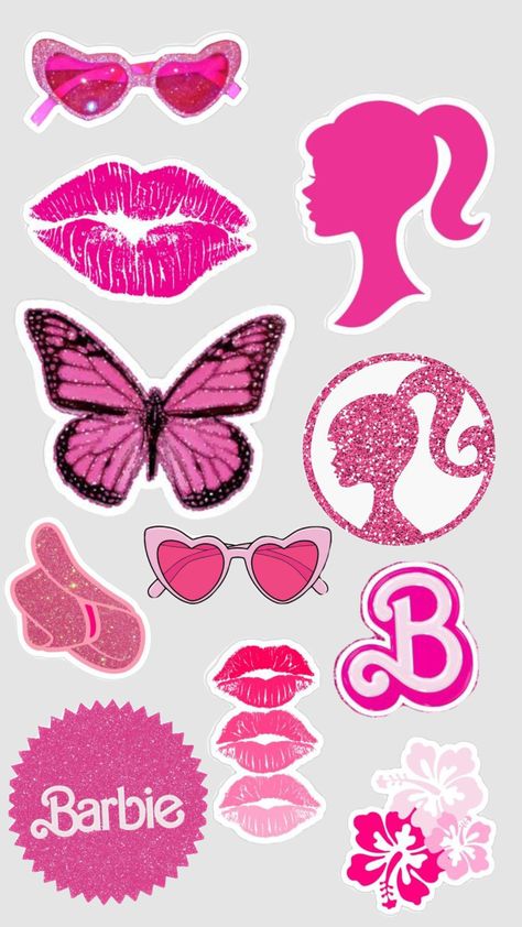 Setiker Barbie, Cute Printable Sticker Sheets, Bratz Stickers Printable, Pink Stickers Aesthetic Printable, Barbie Stickers Printable Aesthetic, Barbie Stickers Printable, Hot Pink Stickers Aesthetic, Barbie Series, Girly Stickers