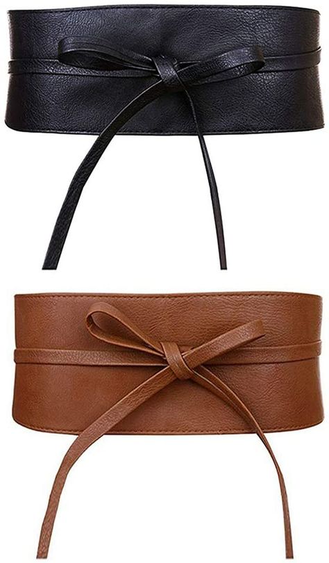 Womens Faux Leather Wide Cinch Belt Waistband Lace Up Wrap Around Obi Bowknot at Amazon Women’s Clothing store Waist Belts For Women, Cute Belts, Obi Style, Obi Belts, Thick Belt, 8th Grade Formal, Wide Belts For Women, Elegant Evening Dress, Cinch Belt