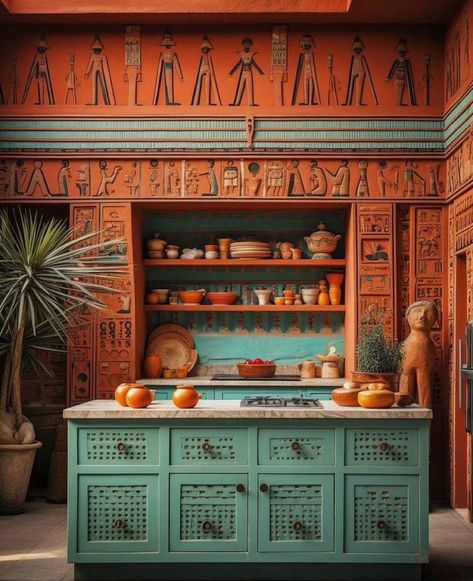 Egyptian Interior Design, Boho Living Room Coffee Tables, Egyptian Interior, Interior Design Minecraft, Egyptian Design, Mud House, Kitchen Layout Plans, House Interior Design Styles, Metal Bookcase