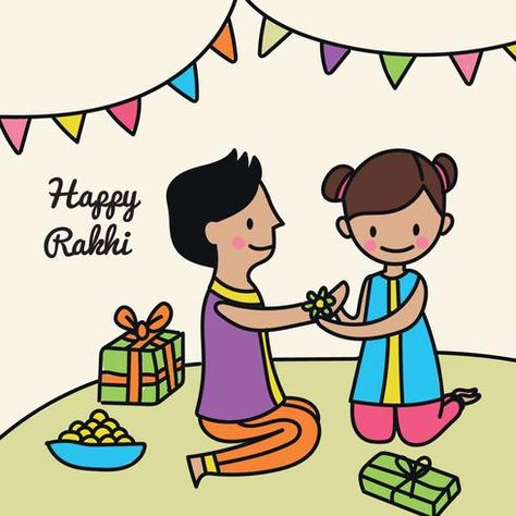 Cute Happy Rakhi Doodle Rakhi Doodle, Raksha Bandhan Drawing Ideas, Raksha Bandhan Drawing, Rakhi Images, Hello Kitty Bathroom, Handmade Rakhi Designs, Rakhi Festival, Happy Rakhi, Rakhi Making