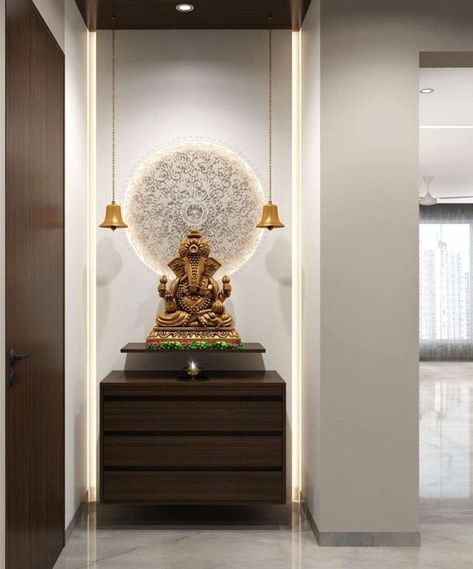 Designs by Interior Designer ACE Solution, Indore | Kolo Morden Pooja Room, Temple Home Puja Room, Office Pooja Room, Office Pooja Unit, Modern Pooja Room Design, Latest Pooja Room Designs, Mandir Ideas, Puja Unit, Mandir Designs