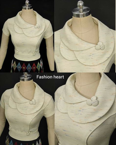 Collar Blouse With Collar Pattern, Blouse Collar Neck Designs, Collar Blouse Designs, Collar Neck Blouse Designs, Fancy Dress Patterns, Fancy Collar, Kids Blouse Designs, Traditional Dresses Designs, Fashion Design Patterns