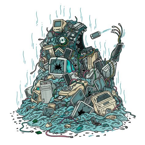 Waste Drawing, Editorial Illustration Magazine, Waste Art, E Waste Recycling, Composition Painting, Kids Art Galleries, Electronic Waste, Toxic Waste, Waste Recycling