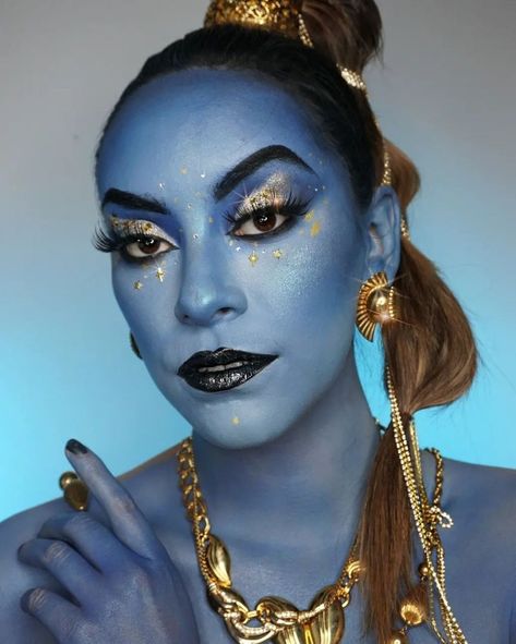 75 Best Halloween Makeup Ideas to Try in 2023 | Glamour Genie Makeup, Halloween Makeup Ideas For Women, Makeup Ideas Halloween, Pretty Halloween Makeup, Easy Halloween Makeup Ideas, Genie Costume, Black Face Paint, Easy Halloween Makeup, White Face Paint