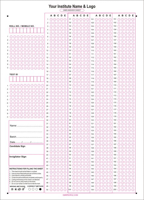 Answer Sheet Template, Omr Sheet, Bubble Sheet, Sweet Quotes For Girlfriend, Middle School Supplies, Attendance Sheet, Money Template, Model Question Paper, Test Paper