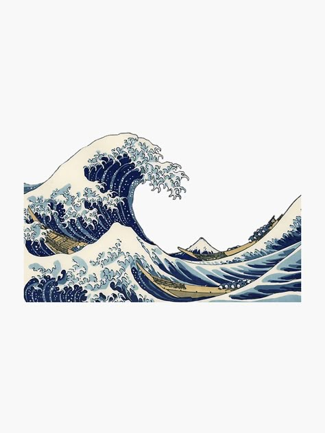 "Great Wave off Kanagawa" Sticker by manddyliu | Redbubble Wave Drawing, The Great Wave, Great Wave Off Kanagawa, Shirt Print Design, Yellow Aesthetic, Arte Fantasy, Aesthetic Stickers, Art Journal Inspiration, Aesthetic Iphone Wallpaper