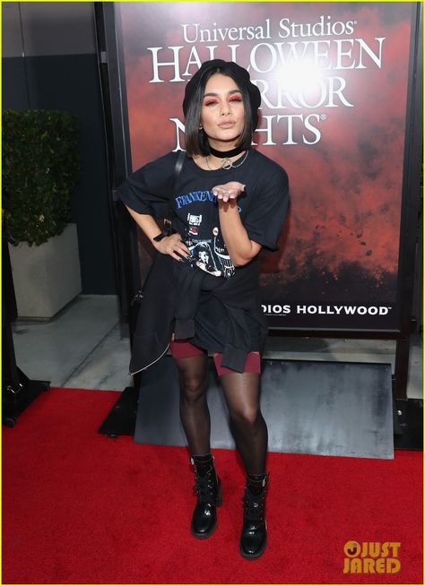 Vanessa Hudgens Goes Goth Chic at Universal Studios' Halloween Horror Nights! | vanessa hudgens goes goth chic at universal studios halloween horror nights 16 - Photo Universal Hollywood Horror Nights Outfit, Universal Halloween Outfits, Universal Studios Horror Nights Outfit Ideas, Hollywood Horror Nights Outfit, Horror Nights Outfit Ideas, Universal Hhn Outfit Ideas, Hhn Universal Orlando Outfit, Outfits For Halloween Horror Nights, Horror Nights Outfit