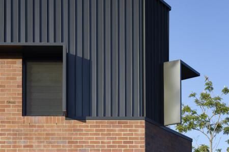 Brisbane Architects, External Cladding, Metal Facade, House Cladding, Roof Extension, Metal Cladding, Industrial Aesthetic, Brick Exterior House, Brick Exterior