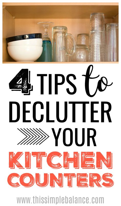 Decluttering your kitchen countertops can be a real challenge! Learn how to declutter those kitchen counters and how it really will change your life! #decluttering How To Organize Kitchen Counters, Declutter Kitchen Countertops, Kitchen Hack Decor, Declutter Kitchen Counter, Kitchen Renovation Diy Ideas, Counter Clutter, Kitchen Counter Organization, Declutter Kitchen, Organized Kitchen