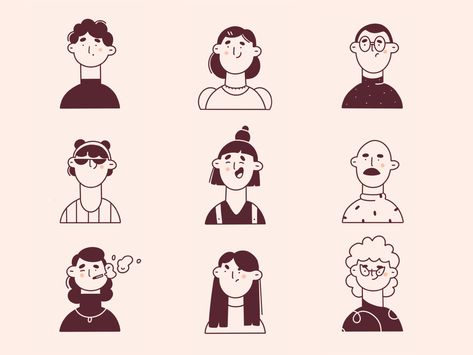 faces people expression faces line artwork line art minimal cute minimal art illustration 2d vector vector art illustration character design character Branding Infographic, Expression Face, Simple Artwork, Simple Character, Face Illustration, Face Characters, Doodle Illustration, Art Prompts, People Illustration