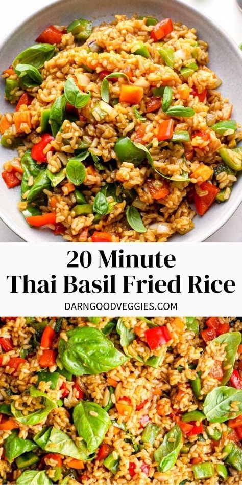 Basil Recipes Vegetarian, Basil Recipes Vegan, Basil Rice Recipe, Thai Rice Recipes, Thai Basil Recipes, Thai Basil Fried Rice, Gluten Free Asian Recipes, Basil Fried Rice, Easy Thai Recipes