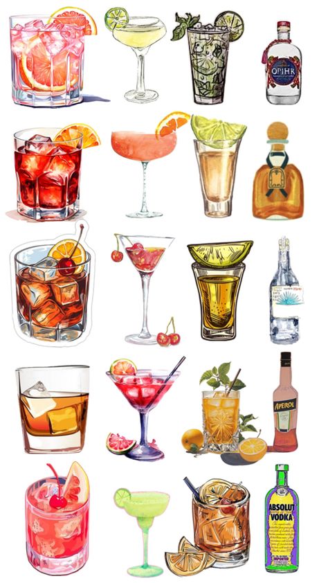 Wallpaper Alcohol, Summer Juice, Cocktail Illustration, Chin Chin, Cocktail And Mocktail, Cute Summer Wallpapers, Cocktail Book, Cocktail Art, Alcohol Drinks