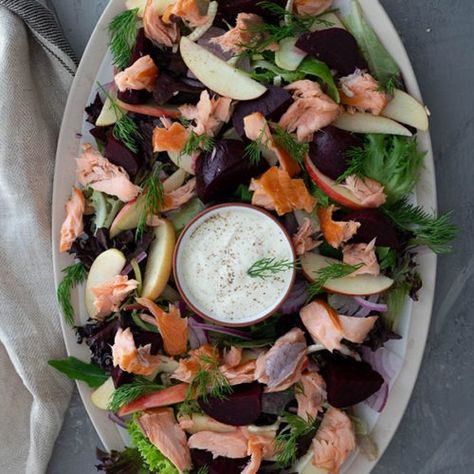 Dinner Recipes Archives - Page 3 of 16 - The Home Cook's Kitchen Salad Wreath, Smoked Salmon Salad Recipes, Horseradish Dressing, Dill Salt, Seafood Salads, Smoked Salmon Pasta, Smoked Salmon Salad, Salmon Salad Recipes, Horseradish Cream