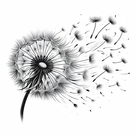 Dandelion Pencil Drawing, Dandelion Tattoo Design, Dandelion Drawing, Mexico Tattoo, Blowing Dandelion, Dandelion Flowers, Cool Tattoo Drawings, Dandelion Tattoo, Tasteful Tattoos