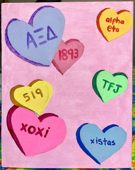 Delta Canvas Painting, Axid Canvas, Dphie Canvases, Big Little Canvas Sorority, Alpha Xi Delta Canvas, Sorority Canvas Ideas, Sorority Paintings, Sorority Canvases, Big/little Baskets