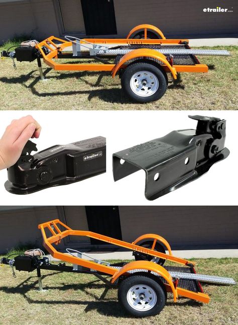 Welding Trailer, Trailer Dolly, Diy Motorcycle, Trailer Coupler, Atv Trailers, Trailer Diy, Trailer Plans, Off Road Trailer, Motorcycle Trailer