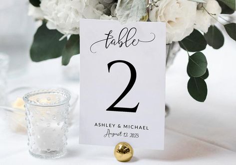 Bounce Calligraphy Table Number Template | 4 x 6 | Black (Editable PDF) Number Template Printable, Calligraphy Table Numbers, Table Number Template, Numbers Template, Wedding Hashtag Sign, Wedding Table Numbers Template, Printable Table Numbers, Printable Wedding Sign, Wedding Hashtag