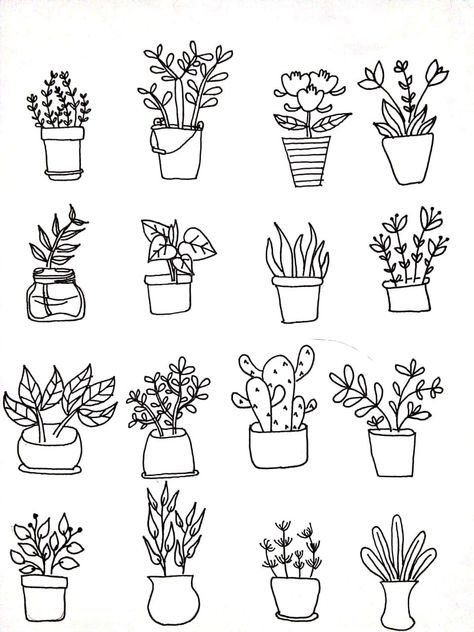 Flower in pot Pot Flowers Drawing, How To Draw Plants Easy, Plants In Pots Drawing, Potted Flower Drawing, Pot Of Flowers Drawing, Cute Flower Pot Drawing, Draw Plants Easy, Potted Flower Tattoo, Easy Plant Drawings For Beginners