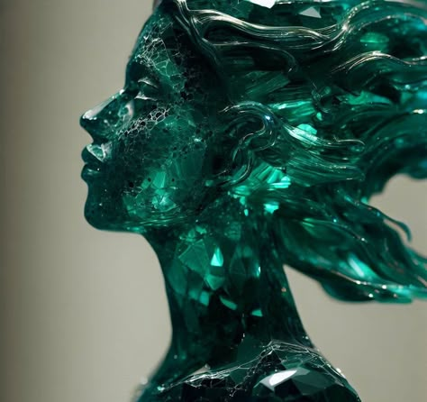 #green # Crystal Statue, Person Art, Art Images, Emerald, Statue, Crystals, Green, Art