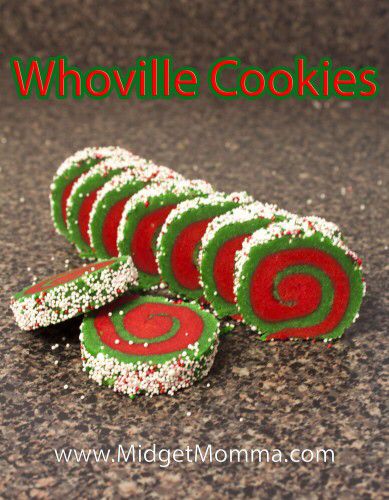 Whoville Cookies Whoville Desserts, Whoville Cookies, Grinch Food, Grinch Night, Pinwheel Sugar Cookies, Cute Treats, O Grinch, Christmas Sugar Cookie Recipe, Christmas Sugar Cookie