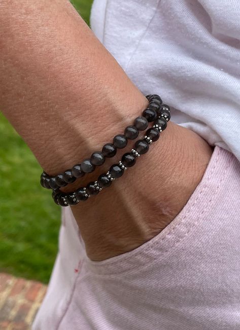 Winter Bracelets, Winter Jewellery, Winter Bracelet, Festival Jewellery, Gray Gemstones, Round Ice, Stretchy Beaded Bracelet, Summer Jewellery, Gray Bracelet