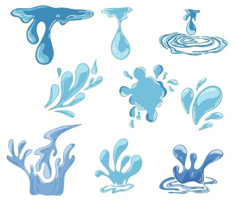 Water Dripping Drawing, Water Flow Drawing, Spill Illustration, Spill Drawing, Water Drop Illustration, Drops Illustration, Liquid Drawing, Water Splash Vector, Dripping Liquid