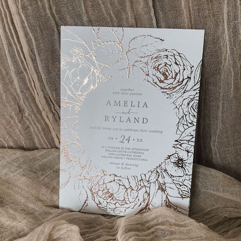 Popular Wedding Invitations, Wedding Fancy, Wedding Announcement Cards, Gold Foil Invitation, Botanical Wedding Invitations, Gold Foil Wedding, Foil Wedding Invitations, Fall Wedding Invitations, Wedding Invitations Boho