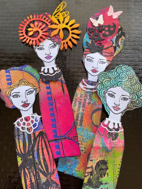 Art Journal Paper Dolls, Whimsical Paper Dolls, Collage Paper Dolls, Altered Paper Dolls, Mixed Media Paper Dolls, Making Paper Dolls, Collage Fodder, Assemblage Art Dolls, Jane Davenport