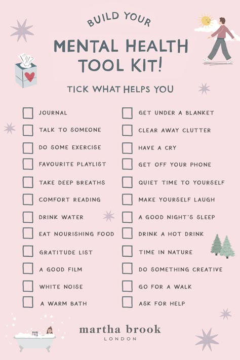 Self Care Tool Kit, Diy Mental Health Crafts, Mental Health Check In, Mental Health Goals, Mental Healthcare, Self Care Kit, Mental Health Activities, Immune Booster, Mental Health Recovery