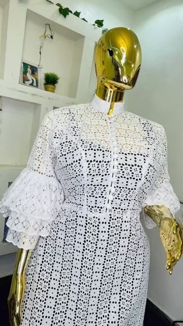 Style For White Lace Gown, White Gown Styles, Lace Dress Classy For Church, African White Lace Dress Styles, Cord Lace Styles For Women, Cord Lace Gown Styles Nigerian, Simple Lace Gown Styles, White Lace Gown Styles, Net Lace Styles