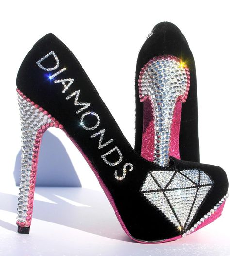 Jordan High Heels, Heels Diamond, Nike High Heels, It Shoes, Diamond Heels, Bling Heels, Purple Crown, Shoes Prom, Catty Noir