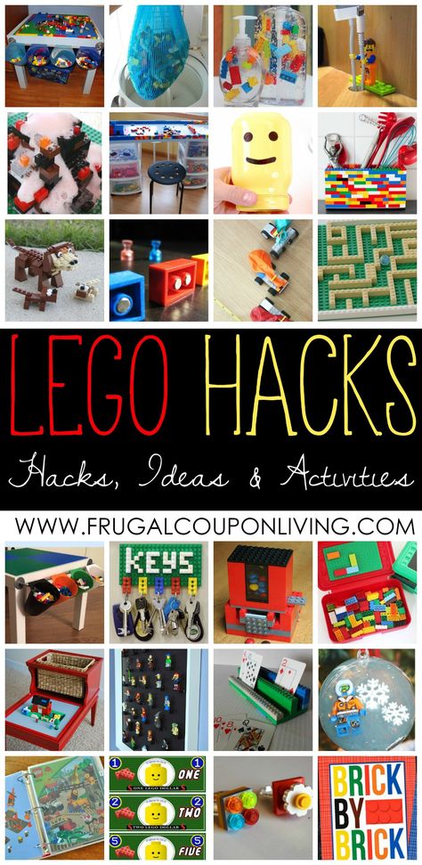 Everything is Awesome! LEGO Hacks, LEGO Ideas and LEGO Activities for Kids on Frugal Coupon Living. Upcycle LEGOs and more! Upcycle Legos, Lego Learning, Lego Hacks, Prank Ideas, Living Frugal, Lego Challenge, Lego Club, Lego Table, Lego Diy