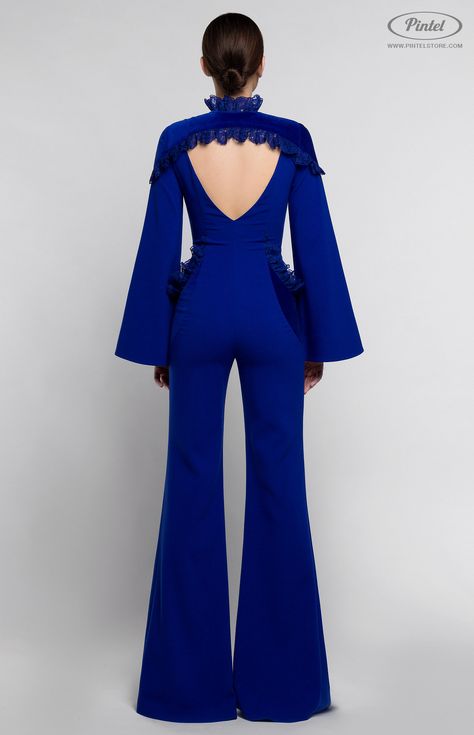 Pintel™ Store — NELQUEISHA — designer women’s set of A-shape cape and flared jumpsuit in cotton velvet (Italy) Jumpsuit With Ruffles, Round Shape Back Blouse Designs, Roses Decoration, Flared Jumpsuit, Velvet Cape, Gowns Dresses Elegant, Cotton Ribbon, Neck Deep, Designer Jumpsuits